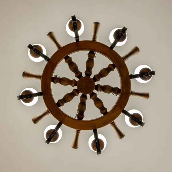 Brilagi - Candelabru suspendat pe lanț TIMONA, 8xE14/40W/230V, Ø 70 cm, fag