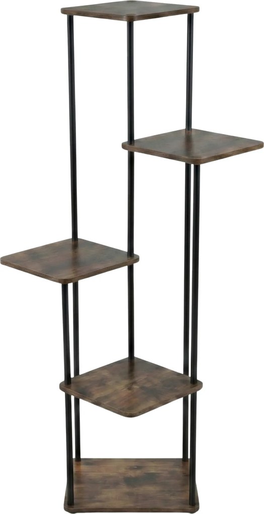 Suport de flori înalt pentru 5 flori RIMOZA, 30 x 30 x 106 cm, maro închis