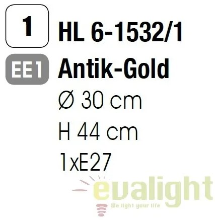 Pendul design rustic Manto Latern HL 6-1532/1 Antik-gold OR