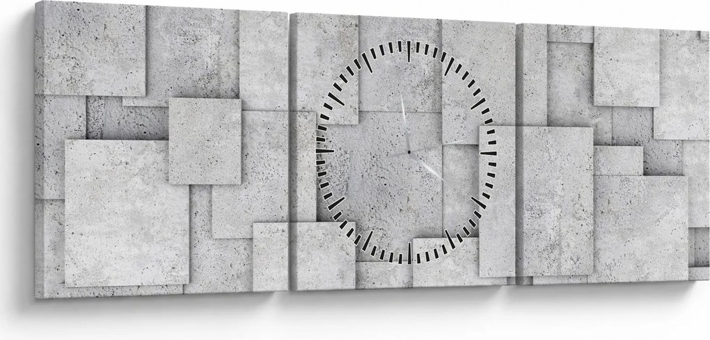 Tablou - Abstracție cu faianță de beton (cu ceas) (90x30 cm)