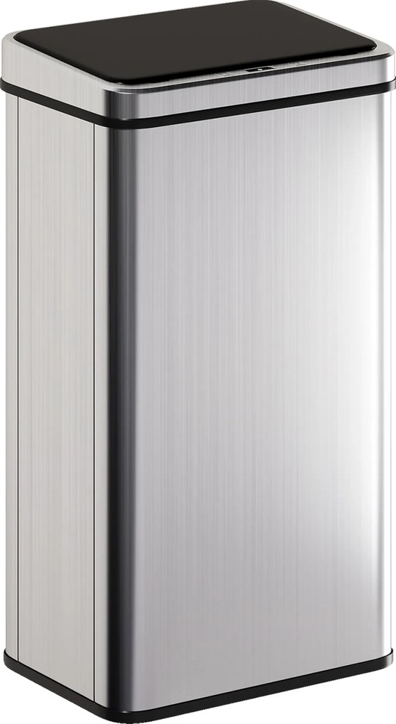 HOMCOM Coș de gunoi cu senzor de 50L, capac cu închidere lină, coș de gunoi automat din oțel inoxidabil, argintiu | Aosom Romania