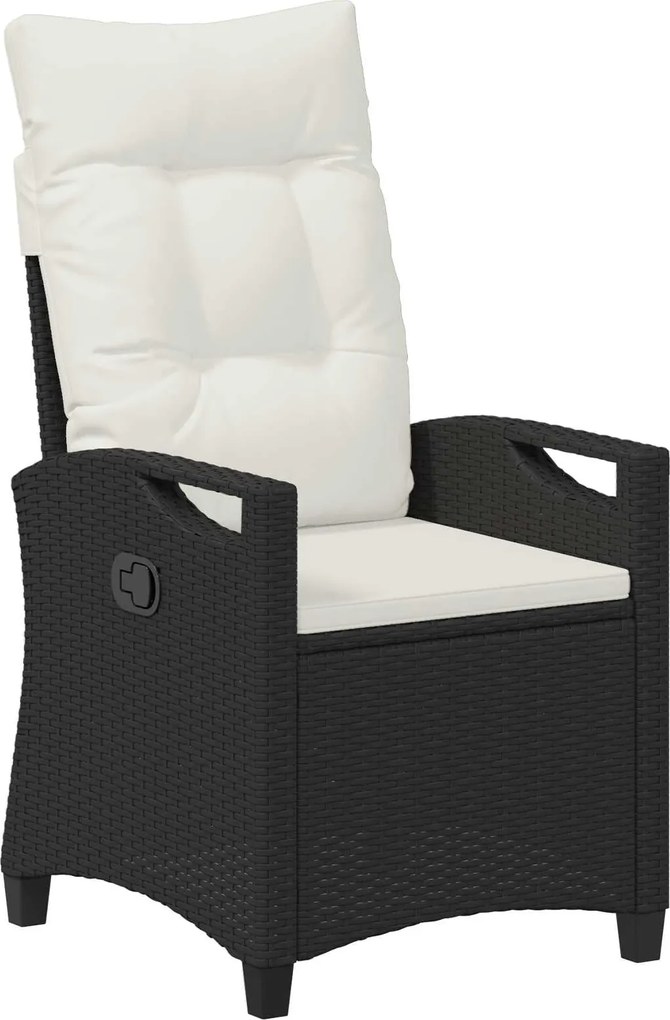 vidaXL Scaun de grădină rabatabil Negru și Crem 56 x 60 x 112 cm