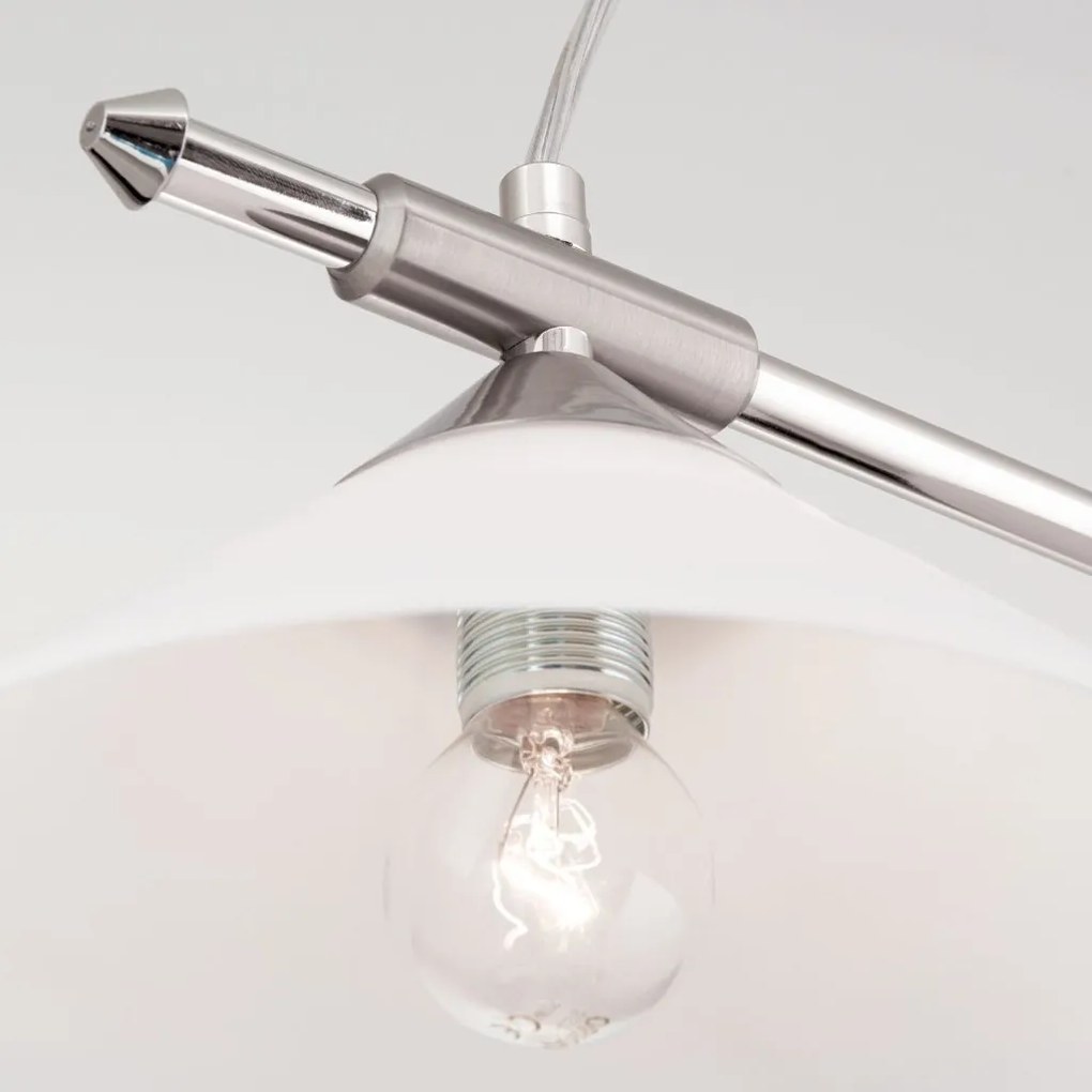 Lustra, Pendul realizat manual ARTDESIGN 3L, crom satinat/ alb opac
