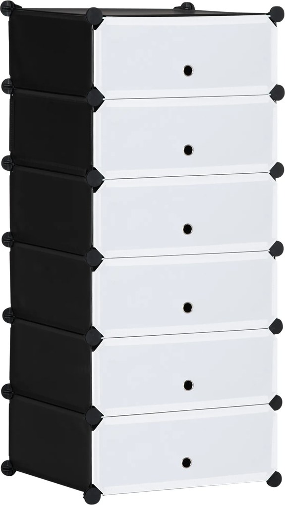 HOMCOM Mobilier pentru incaltaminte modular, 6 cuburi 45x35x17cm din plastic PP si otel, alb | Aosom Romania