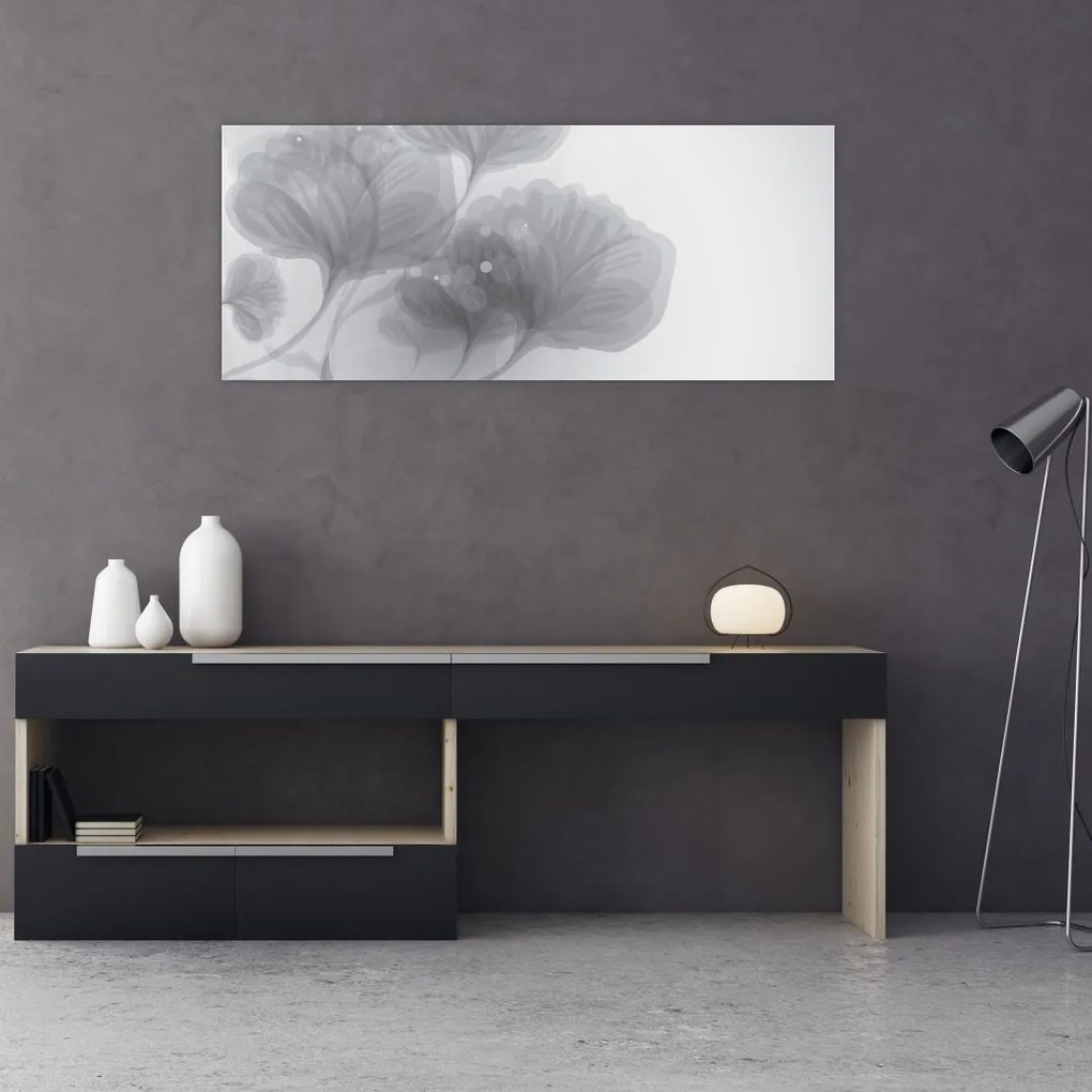 Tablou - Flori în nuanțe gri (120x50 cm)
