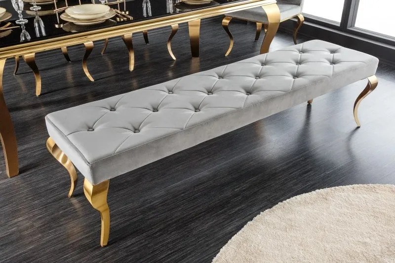 Banca eleganta Modern Barock 170cm, gri / auriu