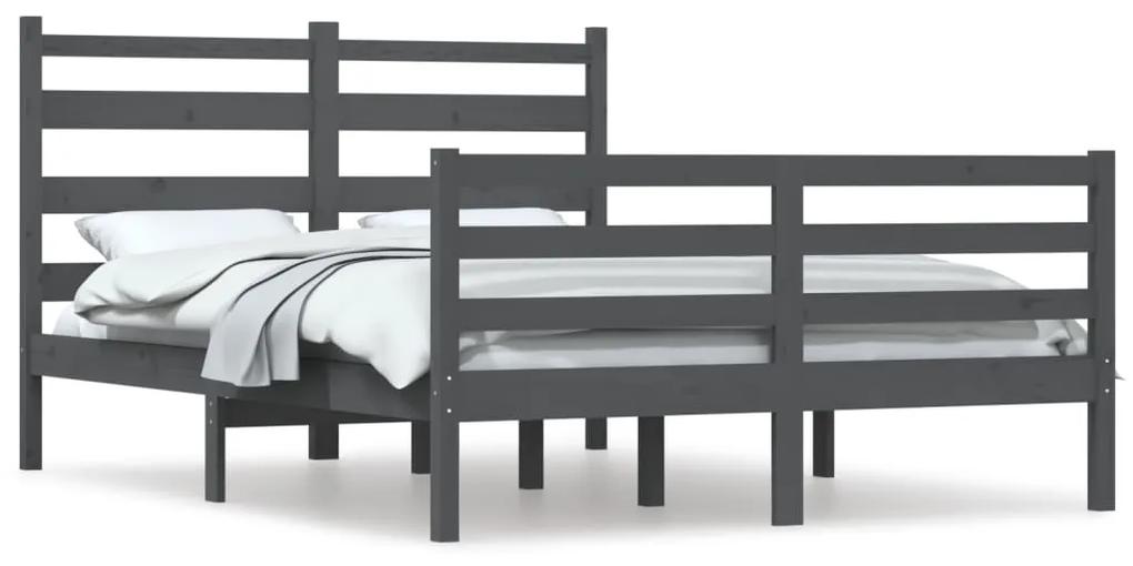 3103725 vidaXL Cadru de pat, 160x200 cm, lemn masiv de pin, gri