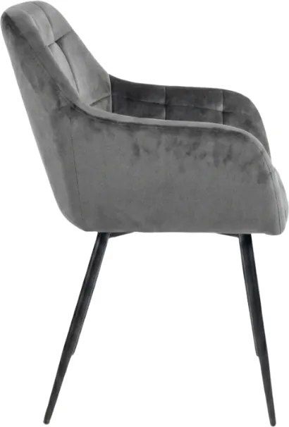 Fotoliu de sufragerie LOREN VELVET gri cu picioare negre