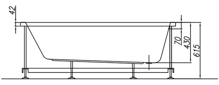 Cada baie incastrata 150 x 70 cm KolpaSan, Tamia 1500x700 mm