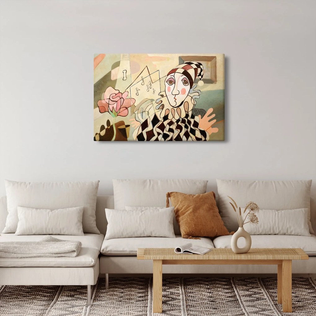 Tablou - Cubismul - arlechin și trandafir (90x60 cm)