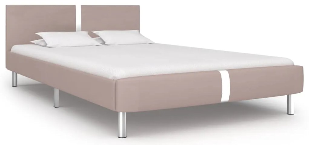 vidaXL Cadru de pat, cappuccino, 140 x 200 cm, piele ecologică
