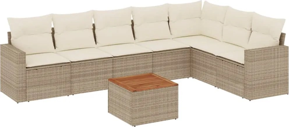 vidaXL Set canapele de grădină, 8 piese, cu perne, bej, poliratan
