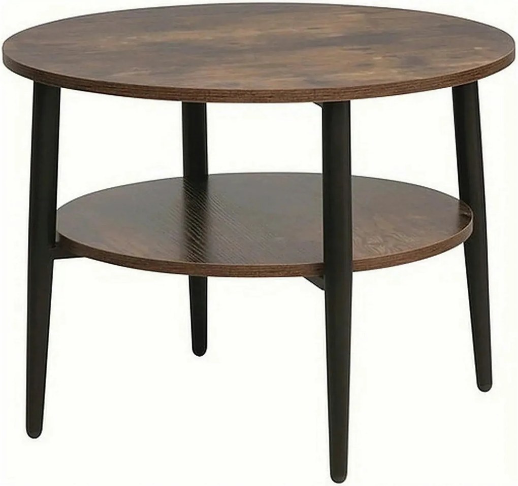 Masuta cafea ELLA B, maro rustic/negru mat, PAL/metal, 60x45 cm