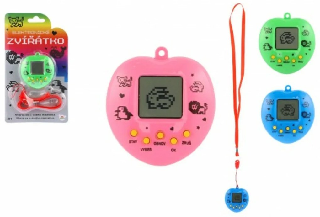 Animalul electronic pandantiv cu șir de caractere plastic 5x6cm și băţ. 3 culori cu sunet și ka
