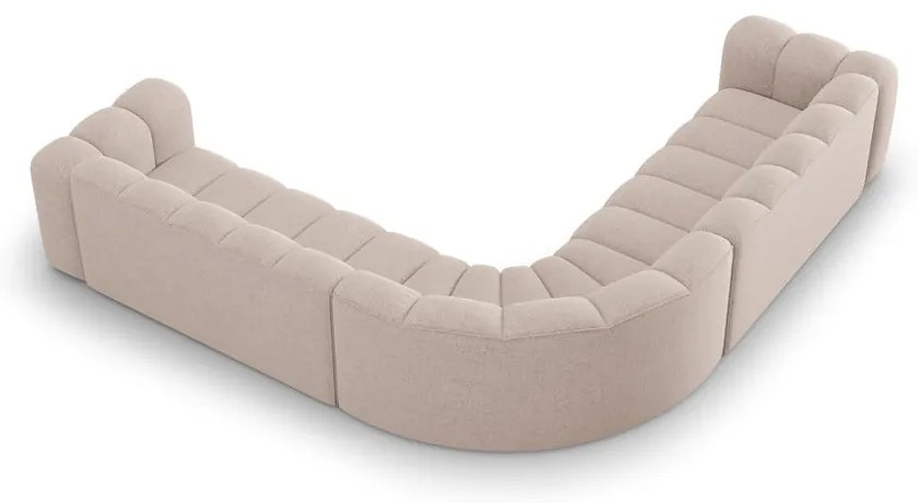 Colțar modular bej cu tapițerie din chenille Lupine – Micadoni