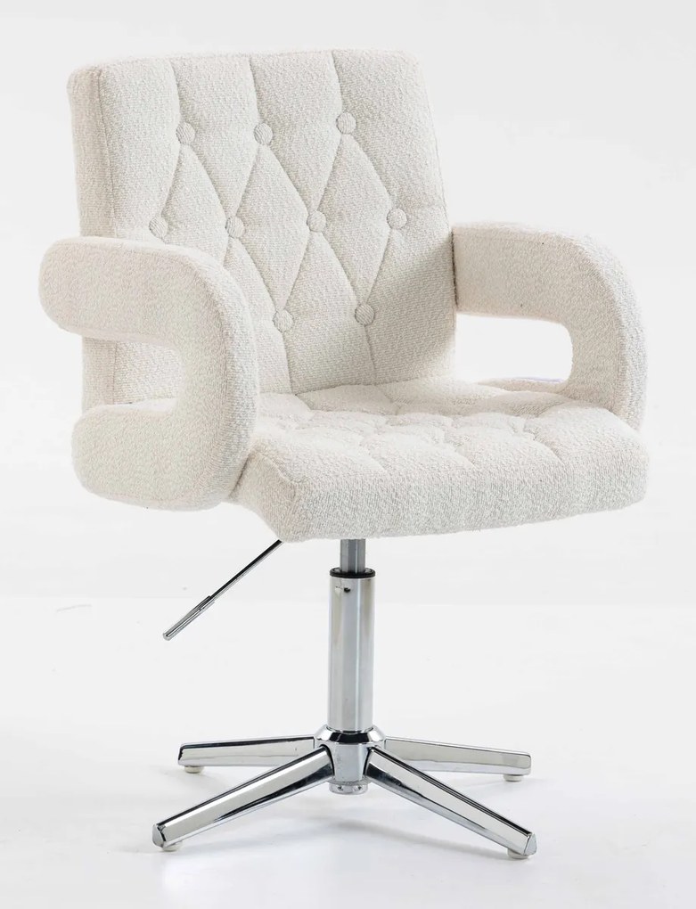 HR8404KW Scaun Crem Boucle cu Bază Aurie