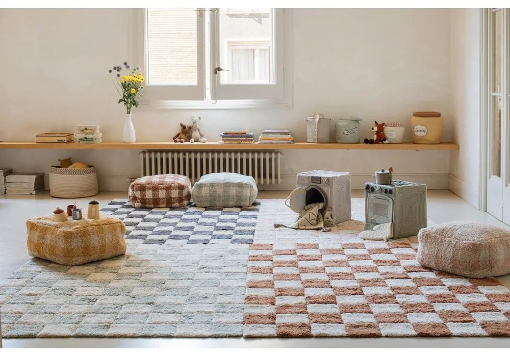 Covor roz deschis/crem lavabil/țesut manual din bumbac 120x160 cm Kitchen Tiles Rose – Lorena Canals