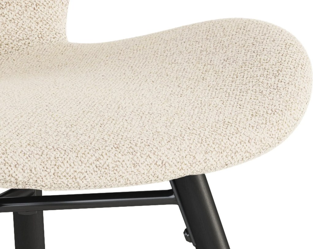 MAZZONI EXPORT ALTEA Crem (țesătură Monza 90) / picioare negre – SCAUN MODERN TAPIȚAT CU BOUCLÉ PENTRU LIVING, SUFRAGERIE ȘI BUCĂTĂRIE