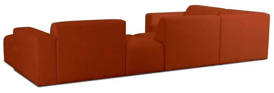 Colțar cărămiziu cu tapițerie din stofă bouclé (în formă de "U") Roxy – Scandic