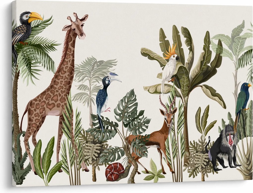 Tablou - Jungla plină de animale (70x50 cm)