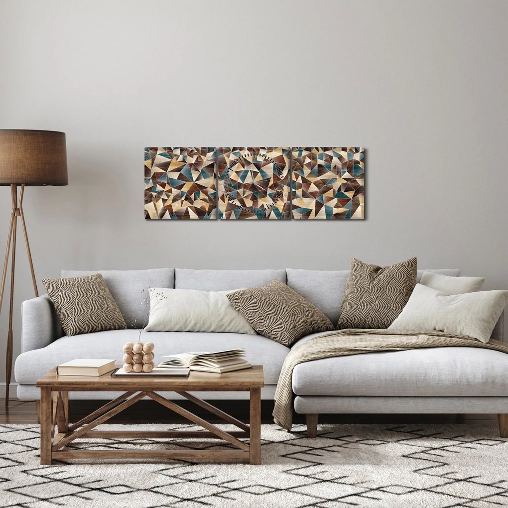 Tablou - Triunghiuri (cu ceas) (90x30 cm)