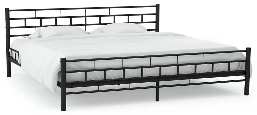 246732 vidaXL Cadru de pat metalic, bază șipci, 140 x 200 cm, design bloc