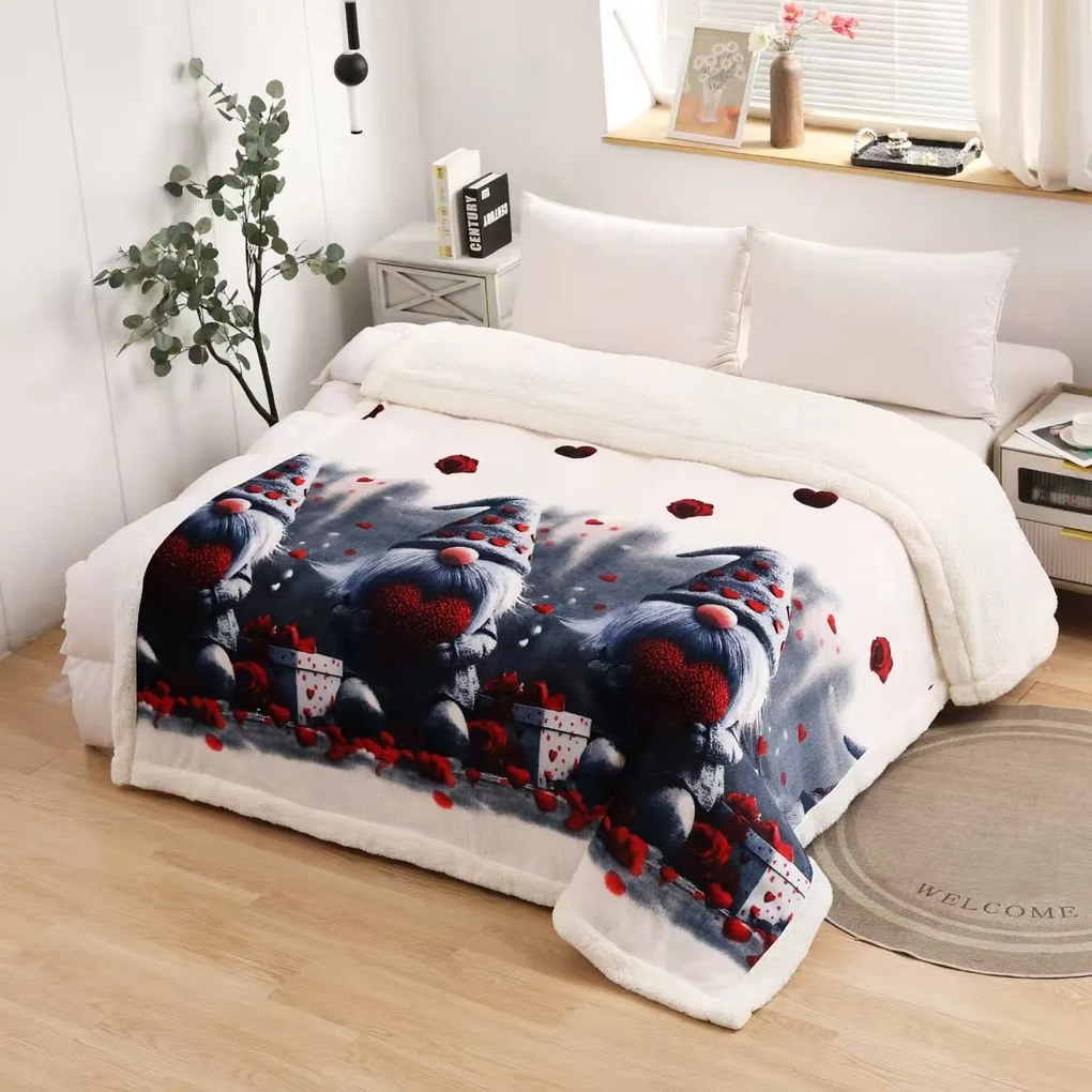 Patura pufoasa cu blanita, Craciun, 2 fete, 200x230 cm, 2 kg, PC25