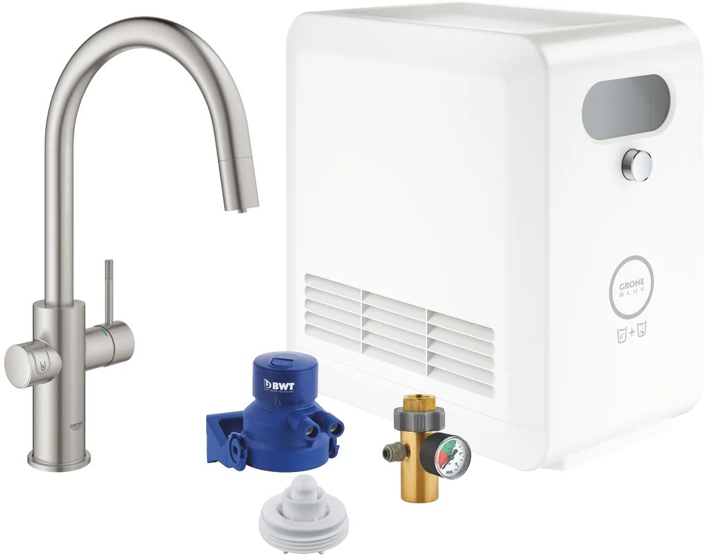 Grohe Blue set starter cu baterie bucătărie pe picior SuperSteel 31325DC2