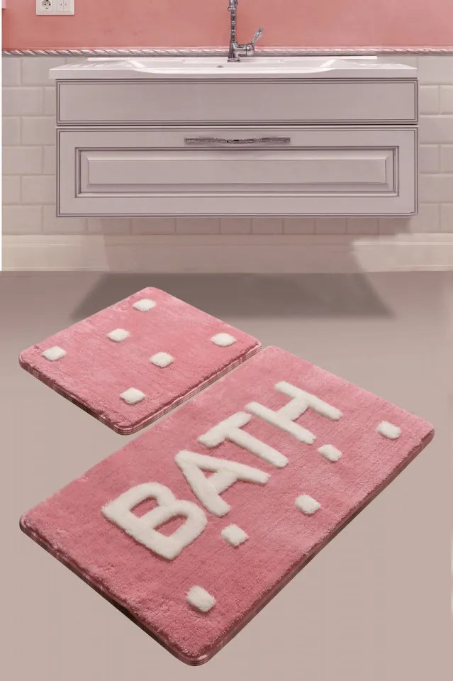 Set 2 Covorase de Baie Bath, Acrilic, Roz