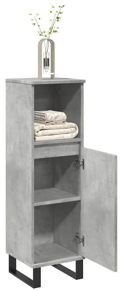 vidaXL Dulap de baie, gri beton, 30x30x100 cm, lemn prelucrat