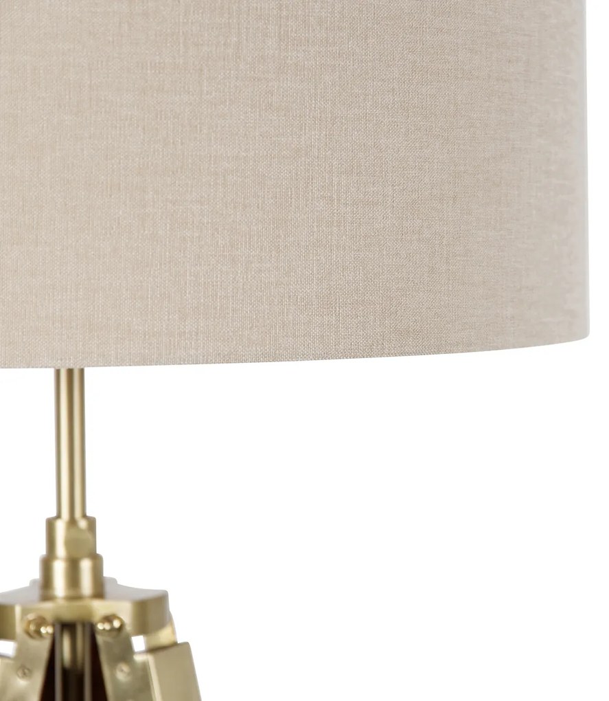 Lampă de podea din alamă cu abajur maro deschis 50 cm trepied - Cortin