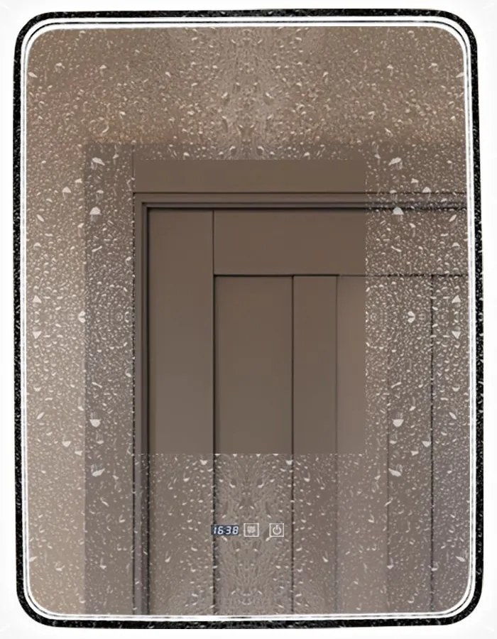 Oglindă Baie LED și Dezaburire Elit's Premium cu Senzor Touch, Lumina Rece, Caldă și Neutră, 60x80cm, cu rama Negru Antichizat