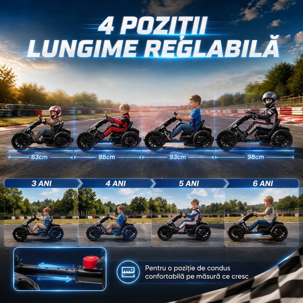AIYAPLAY Go-Kart Electric pentru Copii 12V cu 2 Motoare, Negru | Aosom Romania