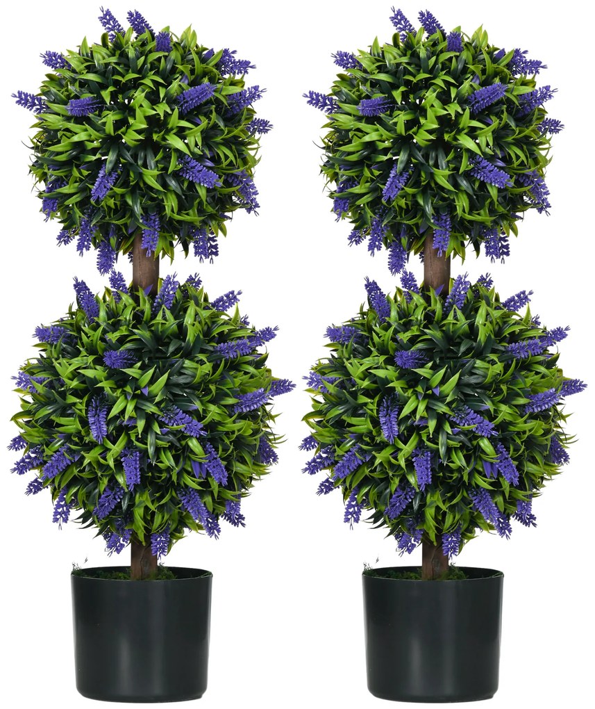HOMCOM Set de 2 plante artificiale, plantă artificială rezistentă la UV în ghiveci, 70 cm plantă de interior pentru camera de zi, grădină | Aosom Romania