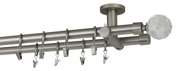 Galerie dubla picior universal -KULA CRISTAL- dubla 19/19 - crom mat (Alege marime: 180 cm)