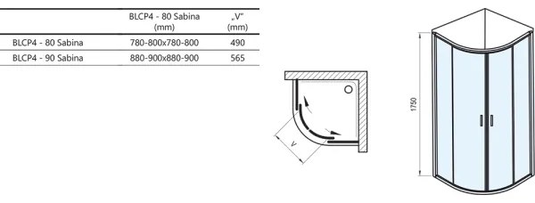Ravak BLIX 3B240U40ZG - Cabină de duș cvadrant, 4 piese, 80 x 80 cm, satinat