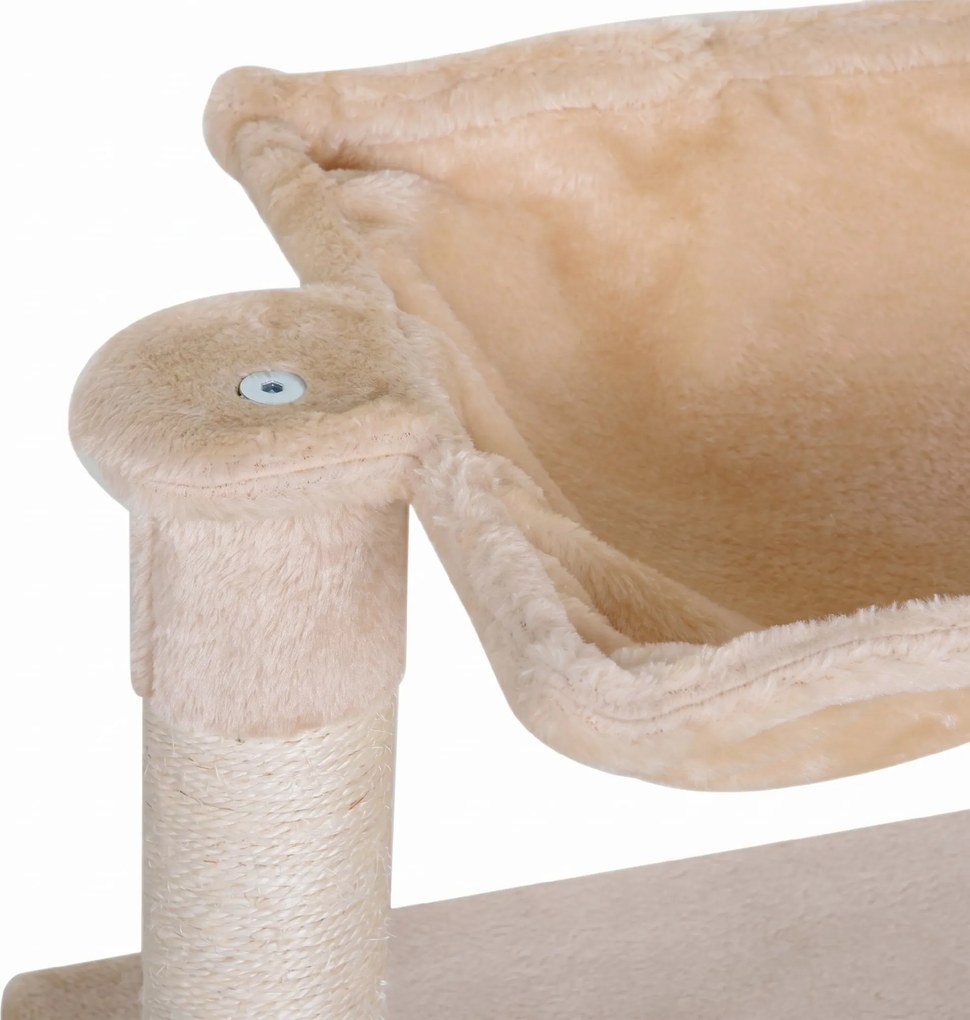 PawHut Turn pentru Pisici max 3.6kg, Copac pentru Zgariat pentru Pisici ca hamac si Minge Agatata din Lemn si Plus, 50x36x70cm, Bej | Aosom Romania