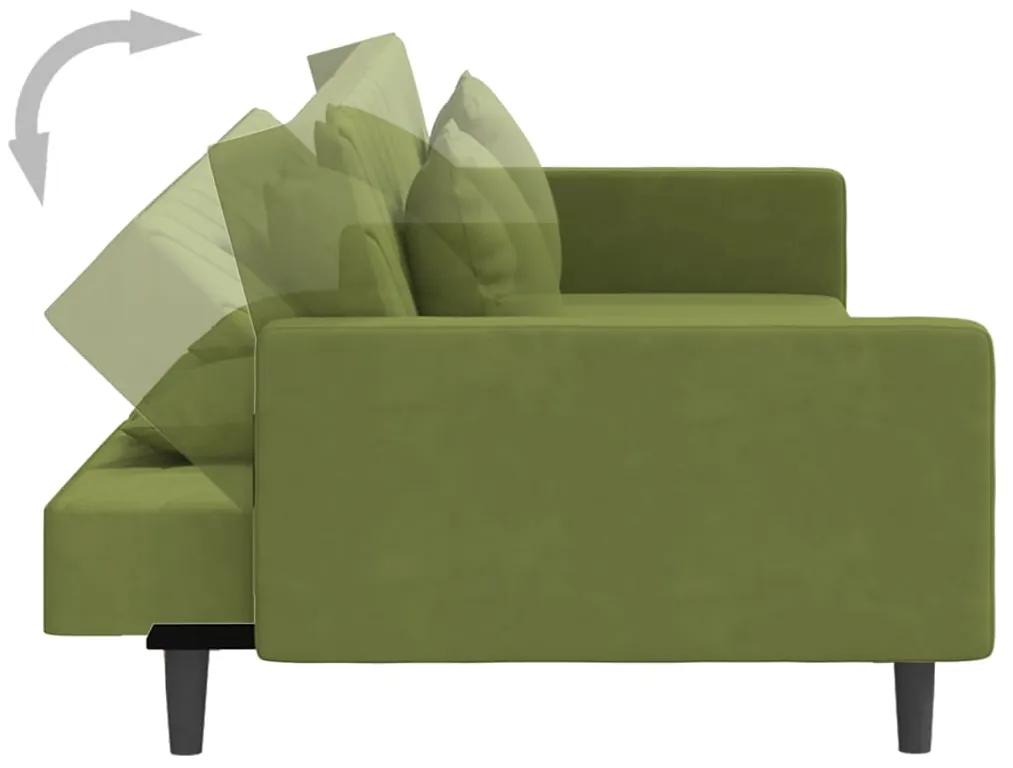 Canapea extensibila cu 2 locuri, 2 perne, verde deschis catifea Lysegronn, Fara scaunel pentru picioare Fara scaunel pentru picioare