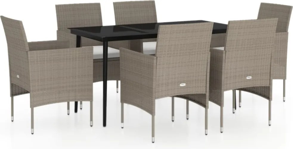 vidaXL Set de masă pentru grădină, 5 piese, cu perne, bej și negru