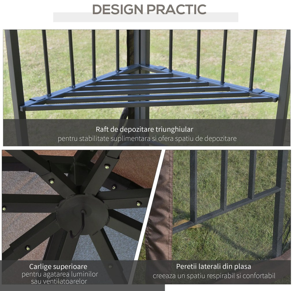 Outsunny Foisor pentru Gradina din Metal Negru 3x3m | Aosom.ro