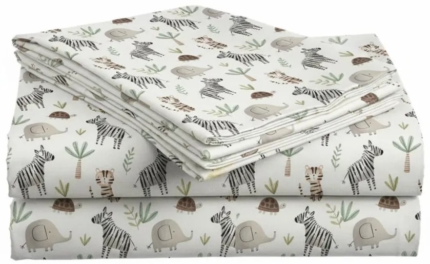 Set de lenjerie de pat din microfibra pentru patut cu cearsaf JUNGARI, crem