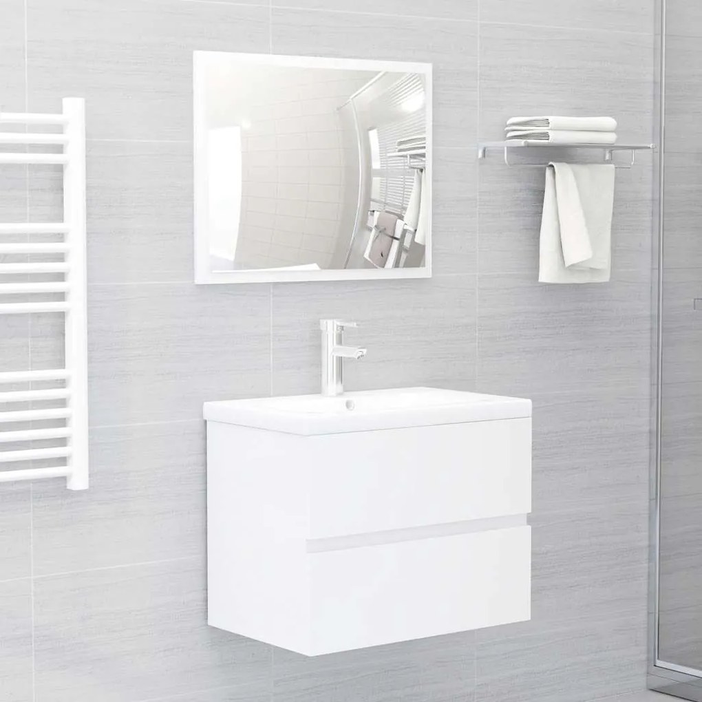 vidaXL Set mobilier de baie, 2 piese, alb extralucios, PAL
