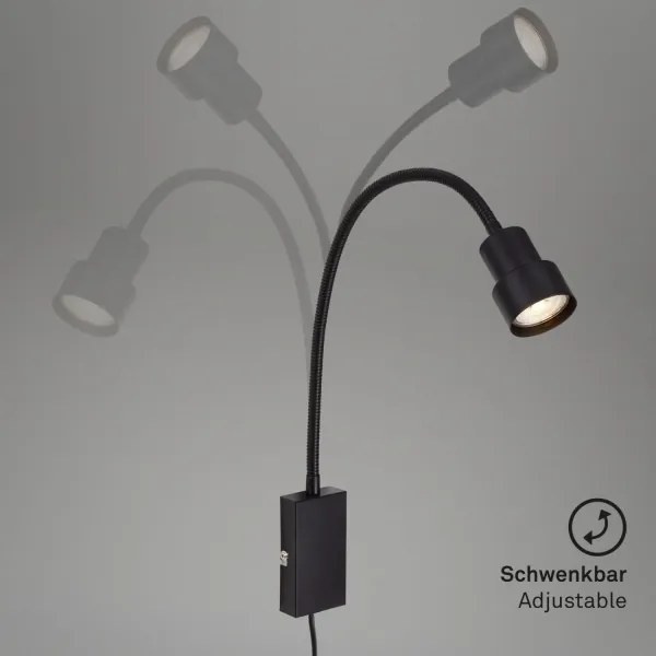 Lampă LED tactilă de perete TUSI 1xGU10/5W/230V negru Briloner 2085-015