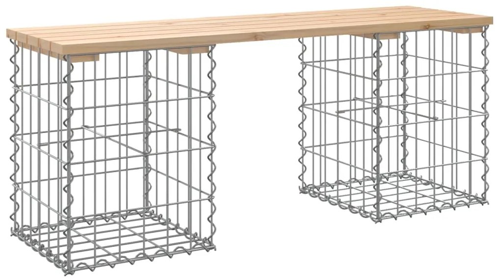 834329 vidaXL Bancă de grădină, design gabion, 103x31x42 cm, lemn masiv pin