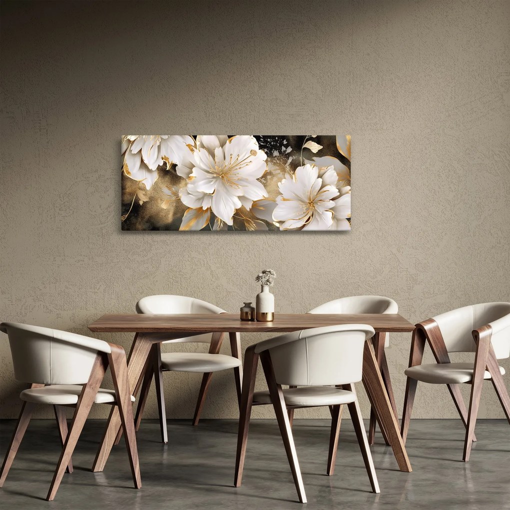 Tablou - Flori în aur (120x50 cm)