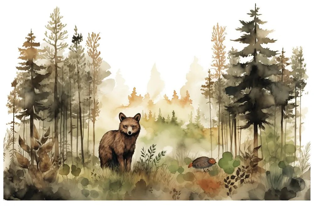 Tapet autoadeziv maine coon în pădure de basm