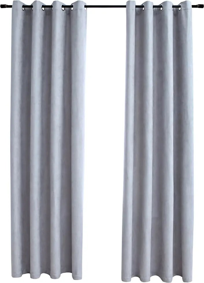 vidaXL Draperii opace cu inele metalice, 2 buc., gri, 140 x 245 cm