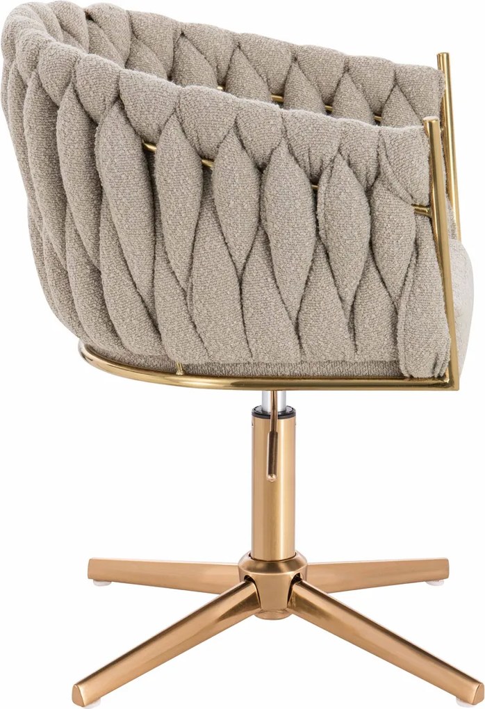 HR750CROSS Scaun Latte Boucle cu Bază Aurie