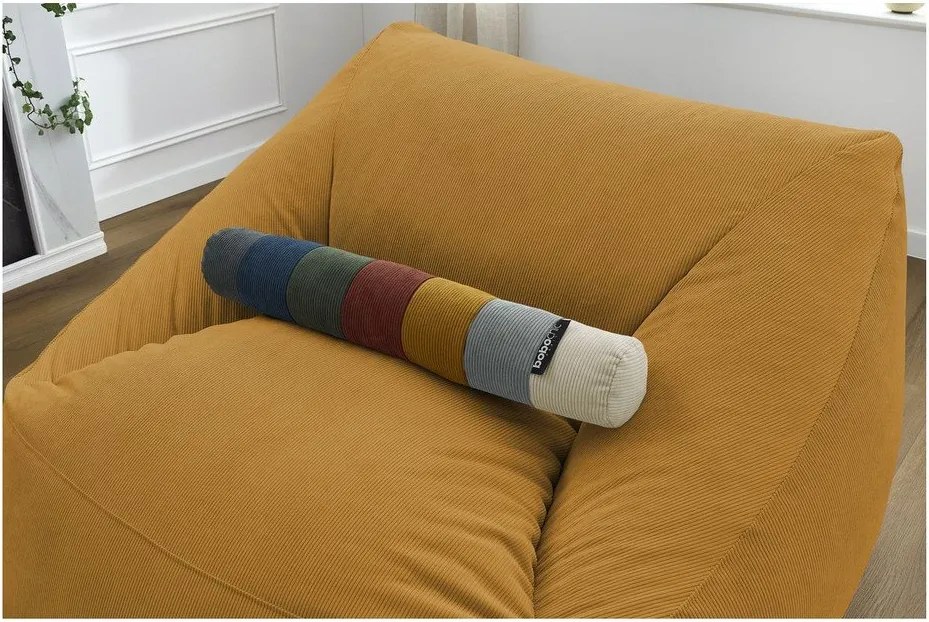 Fotoliu bean bag galben cu tapițerie din catifea reiată Lilibet – Bobochic Paris