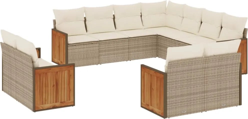 vidaXL Set canapele de grădină cu perne, 11 piese, bej, poliratan